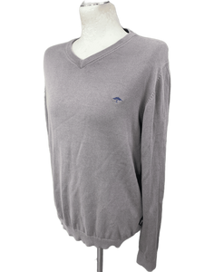 FYNCH-HATTON Mens Grey SUPIMA COTTON JUMPER Size Large L