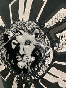 VERSACE Black T-SHIRT - Embroidered Lion TSHIRT - Size M Medium TEE