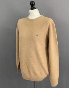 GANT 100% LAMBSWOOL JUMPER - Mens Size L Large - Light Brown Lambs Wool