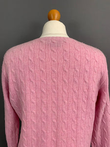RALPH LAUREN CABLE KNIT JUMPER - 100% LAMBS WOOL - Women's Size XL - Extra Large