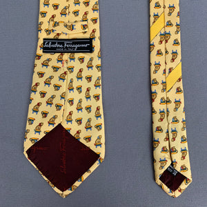 SALVATORE FERRAGAMO TIE - 100% SILK - Cat Themed - Made in Italy