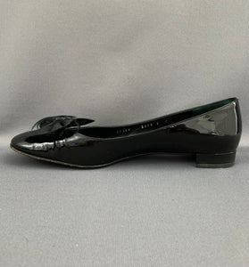 SALVATORE FERRAGAMO FLAT SHOES - Black Patent Leather - Size 9 C - UK 6.5 - EU 39.5