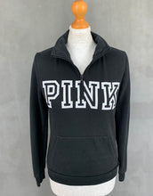 Load image into Gallery viewer, PINK VICTORIA&#39;S SECRET Black Zip Neck SWEATER / JUMPER - Size XS Extra Small
