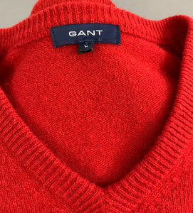 GANT 100% LAMBSWOOL JUMPER - Mens Size L Large - Red Lambs Wool