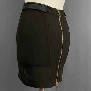 GIVENCHY BLACK MINI SKIRT - Lamb Leather Trim - Women's Size Small S