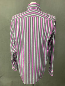 DUCHAMP London Purple & Grey Striped SHIRT Size 16" Collar - Large L
