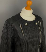 Load image into Gallery viewer, KARL LAGERFELD Paris Black Faux Leather JACKET / Coat Size UK 14 - IT 46
