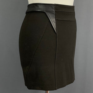 GIVENCHY BLACK MINI SKIRT - Lamb Leather Trim - Women's Size Small S