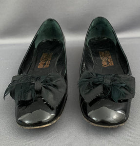 SALVATORE FERRAGAMO FLAT SHOES - Black Patent Leather - Size 9 C - UK 6.5 - EU 39.5