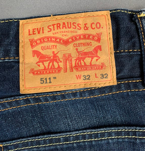 LEVI'S 511 JEANS - Blue Denim - Size Waist 32" - Leg 32" LEVIS LEVI STRAUSS & Co