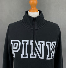Load image into Gallery viewer, PINK VICTORIA&#39;S SECRET Black Zip Neck SWEATER / JUMPER - Size XS Extra Small
