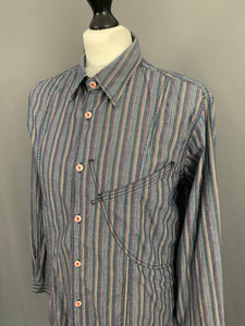ARMANI JEANS SHIRT - Long Sleeved - Striped Pattern - Mens Size L Large