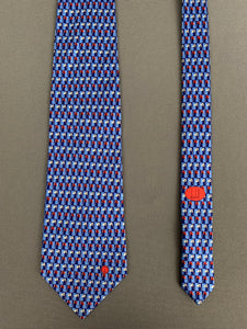 DUNHILL 100% SILK TIE - Golf 9th & 18th Hole Flag Pattern - Made in Italy