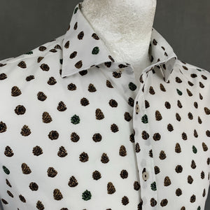 PRINCE OLIVER Mens Pine Cone Pattern SHIRT Size Medium M