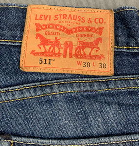 LEVI'S 511 BLUE DENIM JEANS - Mens Size Waist 30" Leg 29" LEVIS LEVI STRAUSS & Co