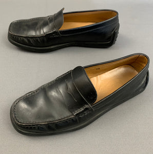TOD'S Mens Black Leather Driving Loafers / Shoes - Size UK 7.5 TODS