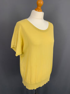 WINSER LONDON Yellow Short Sleeved Batwing JUMPER - Size L Large