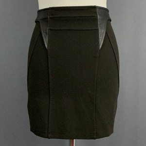 GIVENCHY BLACK MINI SKIRT - Lamb Leather Trim - Women's Size Small S