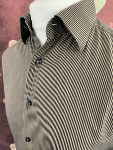 HERBIE FROGG Mens Striped SHIRT Size 16" Collar Large L Made in Italy