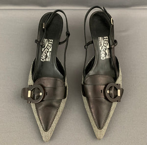 SALVATORE FERRAGAMO SLINGBACK MULES - Kitten Heels - Shoe Size 10 C - UK 7.5 - EU 40.5