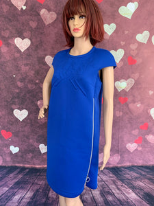 VERSACE Blue Neoprene DRESS - Size IT 44 - UK 12