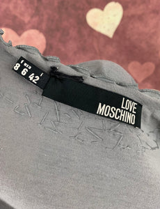 LOVE MOSCHINO Women's Grey Sequinned TOP Size UK 10 - IT 42