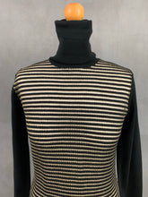 Load image into Gallery viewer, VERSACE Ladies Black &amp; Gold Roll Neck JUMPER - Size Small S
