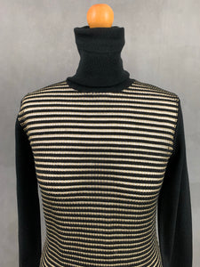 VERSACE Ladies Black & Gold Roll Neck JUMPER - Size Small S
