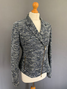 ARMANI JACKET - Blue Wool Blend - Women's Size IT 44 - UK 12