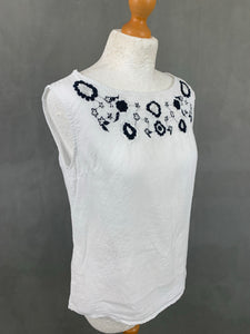 VIOLA BORGHI Women's Embroidered White Linen TOP - Size Medium M