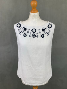 VIOLA BORGHI Women's Embroidered White Linen TOP - Size Medium M