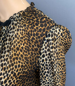D&G DOLCE&GABBANA SILK SHIRT TOP - Leopard Print - Women's Size IT 44 - UK 12