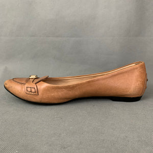 TOD'S Ladies Brown Leather Flat Pointed Shoes - Size 38.5 - UK 5.5 - TODS