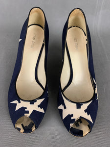 MIU MIU Blue Peep Toe Court Shoe Heels Size 38 - UK 5