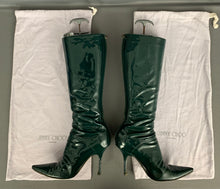 Load image into Gallery viewer, JIMMY CHOO Green Patent Leather High Heel Knee High BOOTS - Size EU 40 / UK 7
