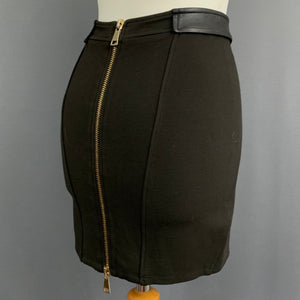 GIVENCHY BLACK MINI SKIRT - Lamb Leather Trim - Women's Size Small S