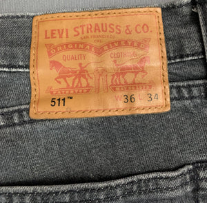 LEVI'S 511 JEANS - Grey Denim - Size Waist 36" Leg 34" LEVIS LEVI STRAUSS &Co