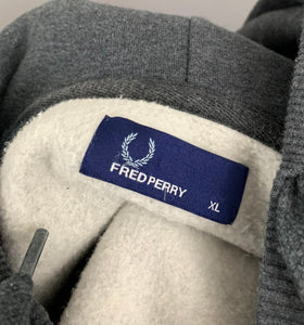 FRED PERRY GREY HOODED JACKET - Mens Size XL - Extra Large - Hoodie