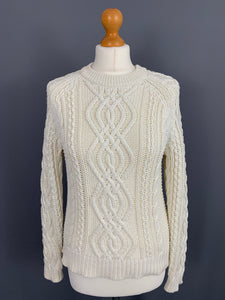 GANT Women's Ivory Chunky Knit JUMPER - Size Small S