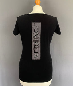 VERSACE VJC T-SHIRT - Black Sequinned TSHIRT - Size M Medium TEE