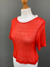 Load image into Gallery viewer, SANDRO Ladies Red 100% Linen Open Weave Fine Knit TOP Size 1 - UK 8
