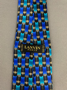 LANVIN Paris Mens Blue 100% Silk TIE - Made in France - FR19700