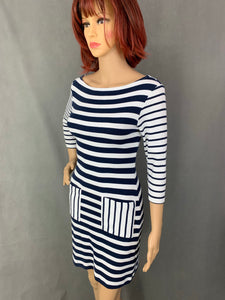 HENRI LLOYD Ladies 100% Cotton Striped Jersey DRESS Size XS - UK 8