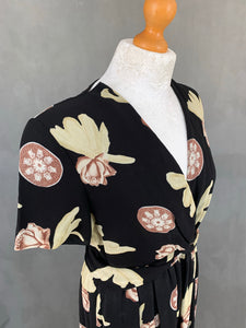 Vintage MANI Black Floral Pattern DRESS Size IT 46 - US 12 - UK 14