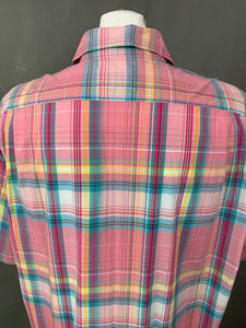 LACOSTE Mens Pink Check Pattern SHIRT Lacoste Size 44 - XL Extra Large