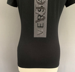 VERSACE VJC T-SHIRT - Black Sequinned TSHIRT - Size M Medium TEE