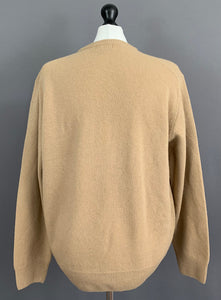 GANT 100% LAMBSWOOL JUMPER - Mens Size L Large - Light Brown Lambs Wool