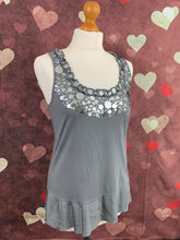 Load image into Gallery viewer, LOVE MOSCHINO Women&#39;s Grey Sequinned TOP Size UK 10 - IT 42
