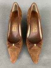 Load image into Gallery viewer, SALVATORE FERRAGAMO Brown Suede COURT SHOES Size 7 B - UK 4.5 - EU 37.5
