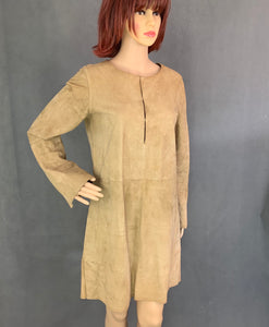 NICOLE FARHI Ladies Brown Suede Leather DRESS - Size Small - S
